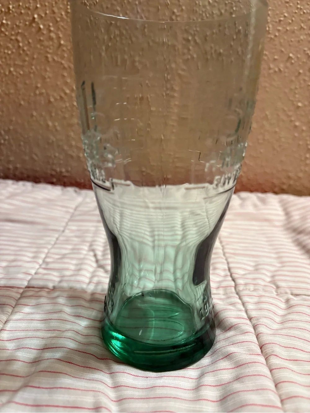 Embossed McDonald’s Green Glass Tumbler - Classic Home Dining Embossed 1948